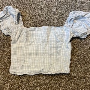 Abercrombie linen puff sleeve crop top